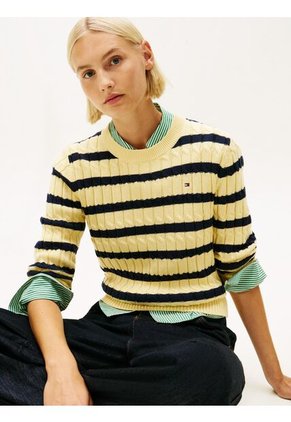 Saco Amarillo De Punto Con Cuello Redondo Tommy Hilfiger