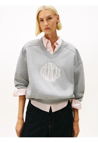 Saco Gris De Felpa Con Cuello En V Tommy Hilfiger Tommy Hilfiger