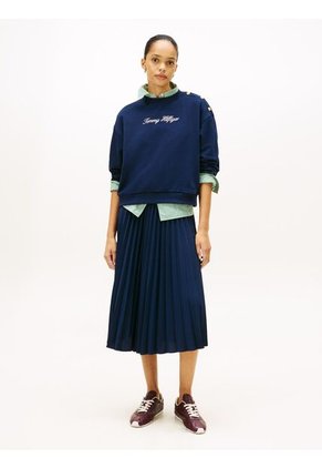 Saco Azul De Felpa Con Logo Script Y Botones Decorativos Tommy Hilfiger