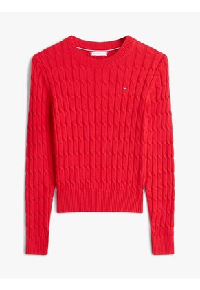 Saco Rojo De Punto Con Cuello Redondo Tommy Hilfiger