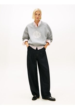 Saco Gris De Felpa Con Cuello En V Tommy Hilfiger