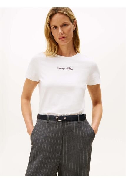 Camiseta Blanca Con Logo Texturizado Tommy Hilfiger
