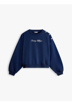 Saco Azul De Felpa Con Logo Script Y Botones Decorativos Tommy Hilfiger