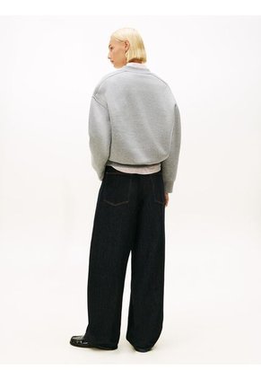 Saco Gris De Felpa Con Cuello En V Tommy Hilfiger