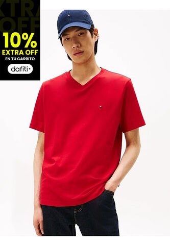 Camiseta Roja De Cuello En V Tommy Hilfiger Tommy Hilfiger