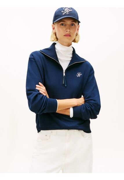 Saco Azul Con Cierre De Media Cremallera Con Logo Script Tommy Hilfiger