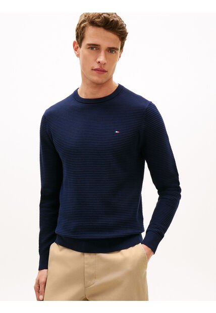 Saco Azul De Punto Texturizado Tommy Hilfiger