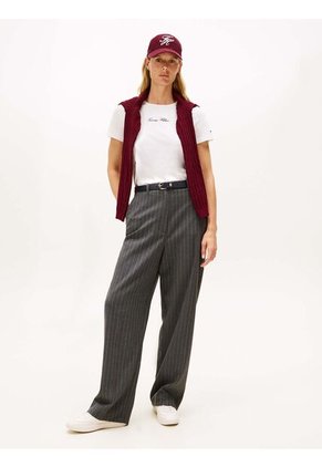 Camiseta Blanca Con Logo Texturizado Tommy Hilfiger