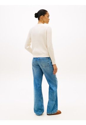 Saco Blanco De Punto Trenzado Con Cuello En V Tommy Hilfiger