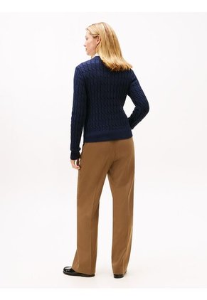 Saco Azul De Punto Con Cuello Redondo Tommy Hilfiger