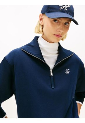 Saco Azul Con Cierre De Media Cremallera Con Logo Script Tommy Hilfiger