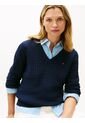Saco Azul De Punto Trenzado Con Cuello En V Tommy Hilfiger de Tommy Hilfiger