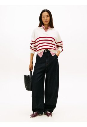 Saco Blanco Tipo Polo Con Diseño De Rayas Tommy Hilfiger