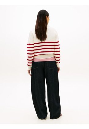 Saco Blanco Tipo Polo Con Diseño De Rayas Tommy Hilfiger