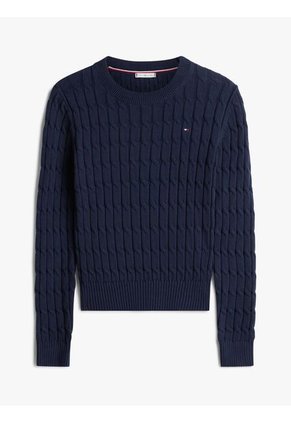 Saco Azul De Punto Con Cuello Redondo Tommy Hilfiger