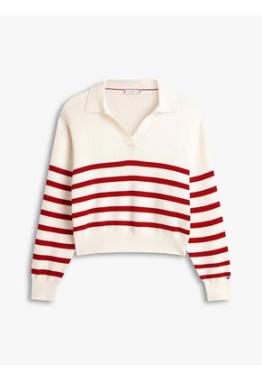 Saco Blanco Tipo Polo Con Diseño De Rayas Tommy Hilfiger