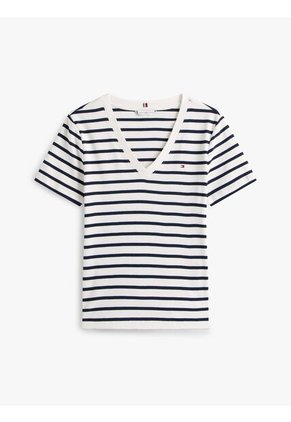 Camiseta Multicolor Slim Con Cuello En V Tommy Hilfiger