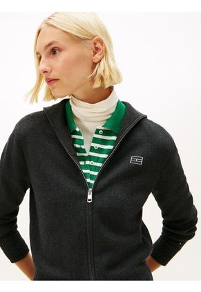 Saco Gris Con Logo Bordado Tommy Hilfiger