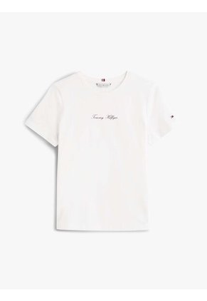 Camiseta Blanca Con Logo Texturizado Tommy Hilfiger