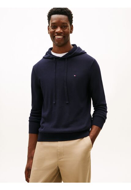 Buzo Azul Marino Con Capota, Cordón Y Logo Tommy Hilfiger