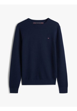 Saco Azul De Punto Texturizado Tommy Hilfiger