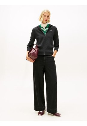 Saco Gris Con Logo Bordado Tommy Hilfiger