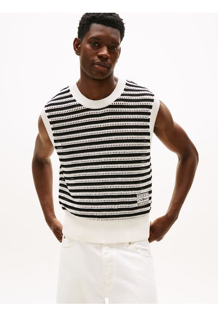 Chaleco Negro De Punto Calado Colección APXGP Tommy Hilfiger