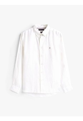 Camisa Blanca De Corte Regular Con Logo Tommy Hilfiger