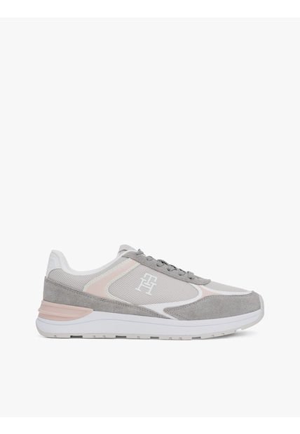 Tenis Gris Con Mezcla De Texturas Tommy Hilfiger