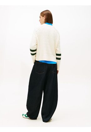 Saco Blanco De Cuello Redondo Con Logo Script Gráfico Tommy Hilfiger