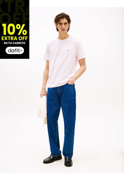Camiseta Rosa De Cuello Redondo Tommy Hilfiger