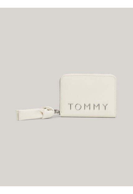 Billetera Beige Mediana Con Cremallera Y Logo Tommy Hilfiger