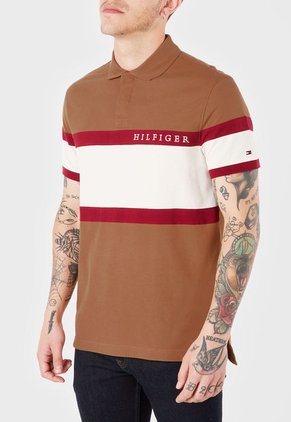 Polo Café-Blanco-Vinotinto Tommy Hilfiger