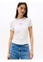 Camiseta Blanca De Punto Con Logo Y Corte Slim Tommy Jeans de Tommy Hilfiger