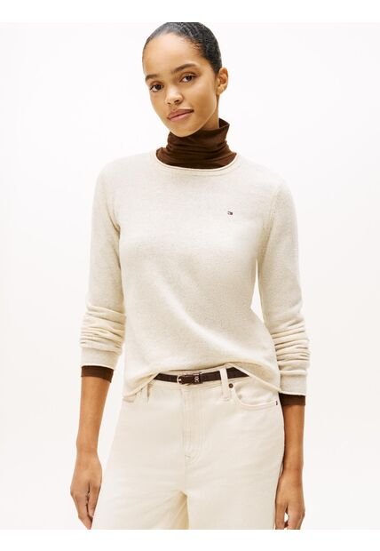 Saco Blanco De Lana Con Cuello Redondo Tommy Hilfiger