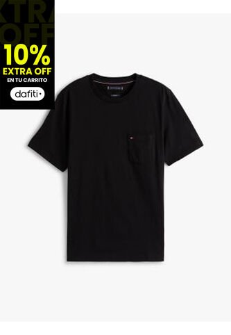 Camiseta Negra De Cuello Redondo Con Bolsillo Tommy Hilfiger Tommy Hilfiger