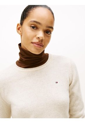 Saco Blanco De Lana Con Cuello Redondo Tommy Hilfiger