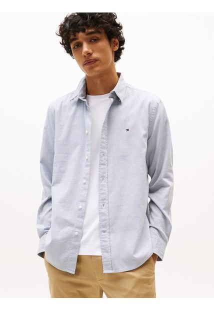 Camisa Multicolor Dobby De Manga Larga Tommy Hilfiger