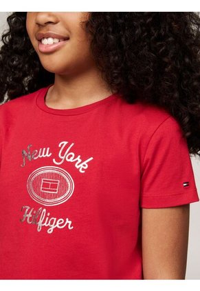 Camiseta Roja Con Logotipo Metalizado Tommy Hilfiger