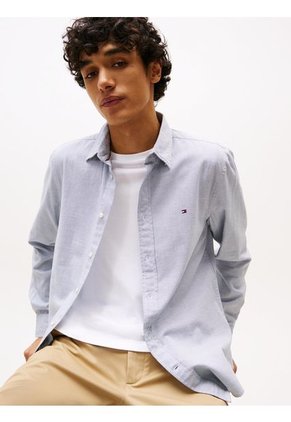 Camisa Multicolor Dobby De Manga Larga Tommy Hilfiger