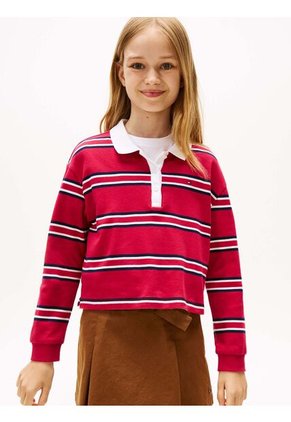Polo Rojo Varsity De Manga Larga Tommy Hilfiger