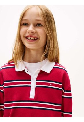 Polo Rojo Varsity De Manga Larga Tommy Hilfiger