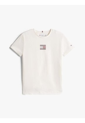 Camiseta Blanca Con Logo De Strass Tommy Hilfiger