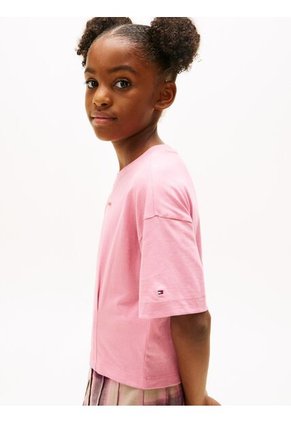 Camiseta Rosada De Punto Con Logo Engomado Tommy Hilfiger