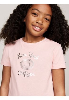 Camiseta Rosa Con Logotipo Metalizado Tommy Hilfiger