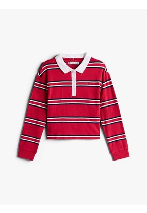 Polo Rojo Varsity De Manga Larga Tommy Hilfiger