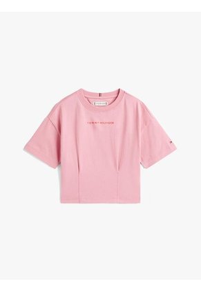 Camiseta Rosada De Punto Con Logo Engomado Tommy Hilfiger