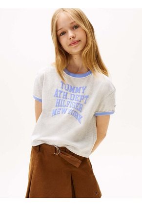 Camiseta Gris Con Logo Gráfico Athletic Tommy Hilfiger