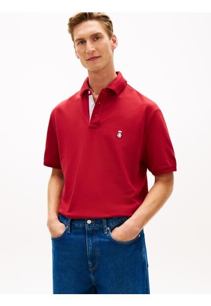 Polo Rojo Archive Crest Con Logo Tommy Hilfiger