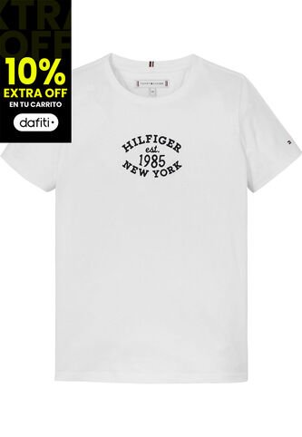 Camiseta Blanca Con Logo Monotipo Hilfiger NYC Para Niña Tommy Hilfiger Tommy Hilfiger